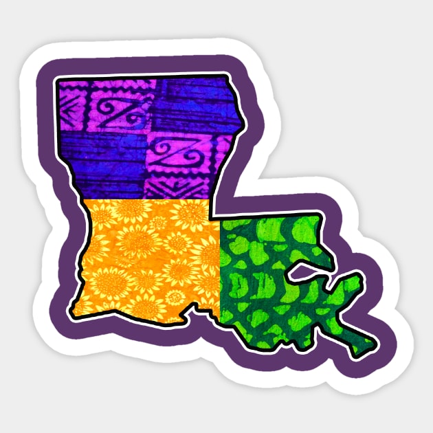 Mardi Gras Vintage Louisiana State Map Sticker by artbyomega